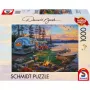 Dėlionė schmidt spiele 58533 — 1000 vnt., 'Idiliška stovyklavietė prie ežero' peizažinė iliustracija