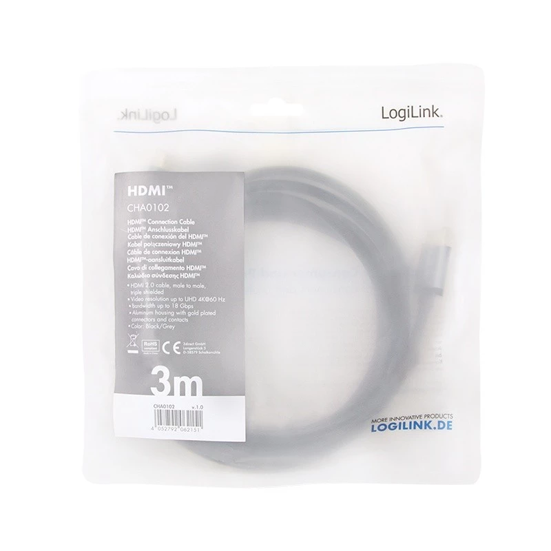 HDMI laidas LogiLink CHA0102 3 m