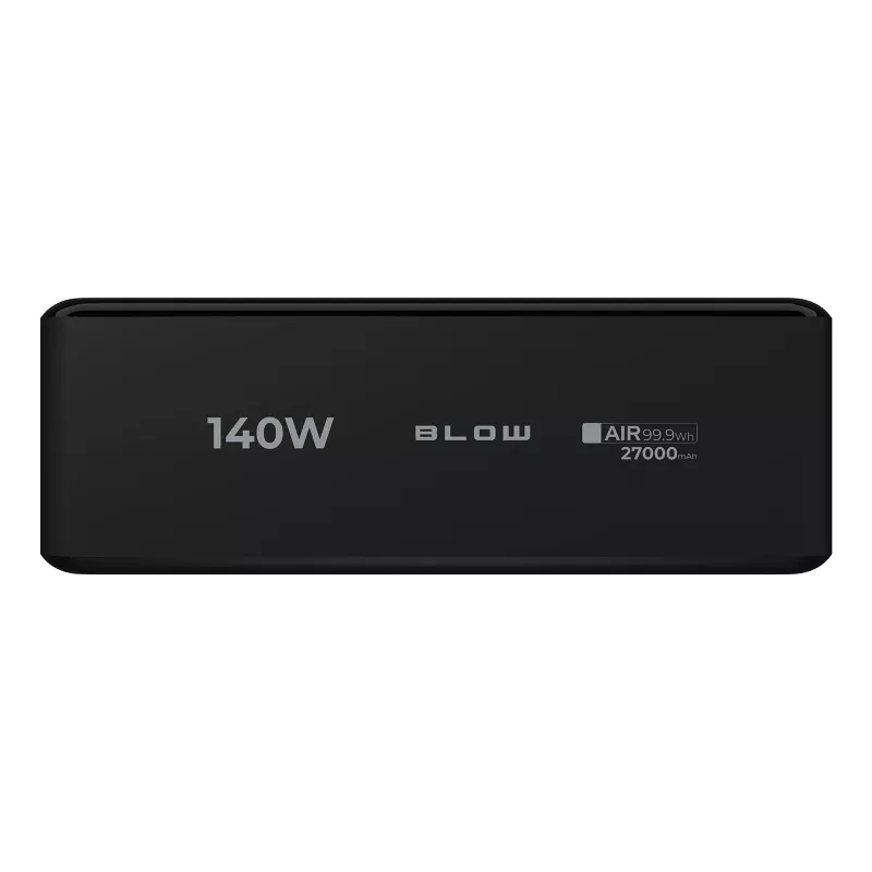 Power bank BLOW AIR99.9 27000mAh PD 140W LCD — 2× USB‑C, 1× USB‑A, 27000 mAh, 140 W bendra galia