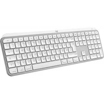 „Logitech MX Keys S“, skirta „Mac“, klaviatūra, biuro, RF belaidė + Bluetooth, QWERTZ, vokiečių, aliuminis, balta