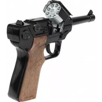 Metalinis žaislinis policijos revolveris Gonher 8 šūvių, metalinė konstrukcija, modelis 258441