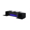 TV spintelė Cama Meble ROVA su elektriniu židiniu, 190x37x48 cm, juoda/juodai blizgi