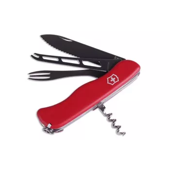 Sūrio peilis Victorinox Cheese Master V-0 83 Raudonas su nuimama ašmenimis ir šakute primenančiu galu
