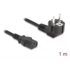Maitinimo laidas DELOCK CEE 7/7 (E+F) į IEC C13 90° kampu, 1 m, H05VV-F 3x1.00 mm², juodas