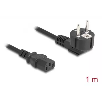 Maitinimo laidas DELOCK CEE 7/7 (E+F) į IEC C13 90° kampu, 1 m, H05VV-F 3x1.00 mm², juodas