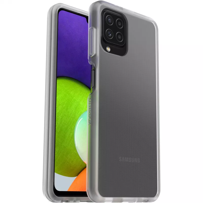 React + Trusted Glass permatomas apsauginis dėklas + ekrano apsauga, skirta Samsung Galaxy A22