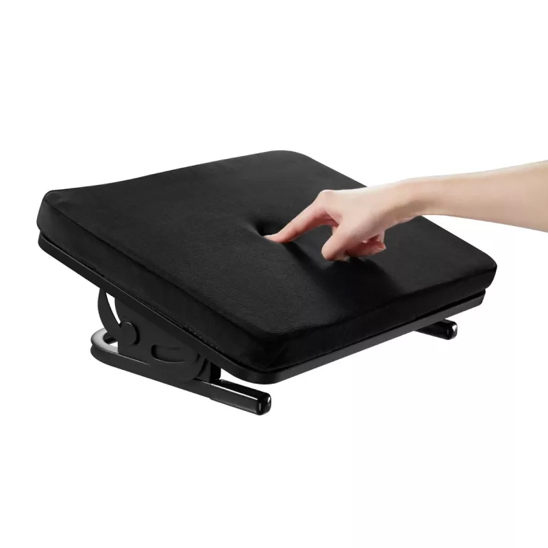 Kojų atrama MACLEAN MC-460 ergonominė minkšta metalinė kojų atrama, neslystanti bazė, pasvirimas -20–20°, maks. apkrova 20 kg, juoda