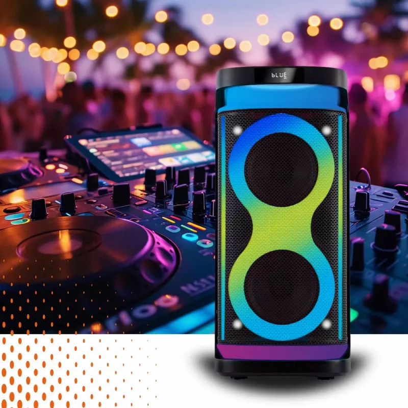 Nešiojamas garsiakalbis MANTA SPK0601B100, 100 W, Bluetooth, karaokė, belaidis mikrofonas, baterija, ekvalaizeris, disko apšvietimas