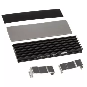 Heatsink Aqua-Computer kryoM.2 — aliuminis / nerūdijantis plienas, 70×24×9 mm