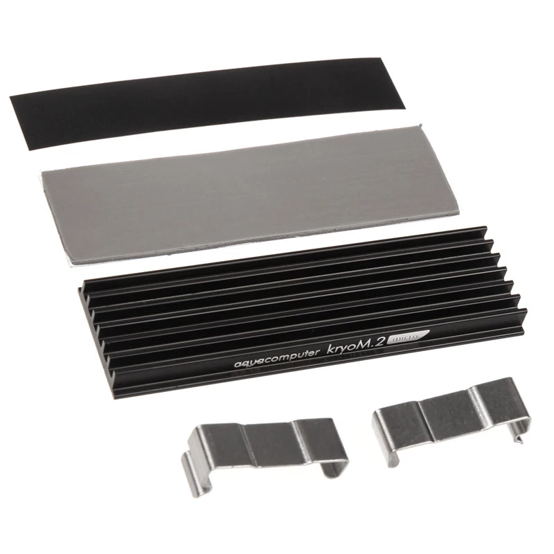 Heatsink Aqua-Computer kryoM.2 — aliuminis / nerūdijantis plienas, 70×24×9 mm