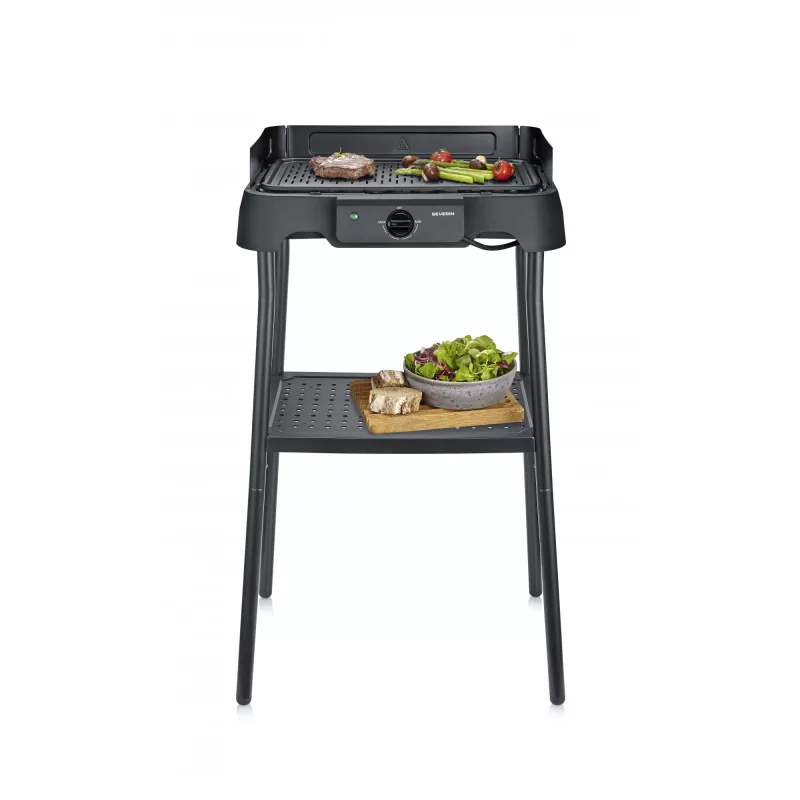 Stalinis elektrinis grilis SEVERIN PG 8596, 2000 W, stačiakampės grotelės, juodas, sukamoji rankenėlė