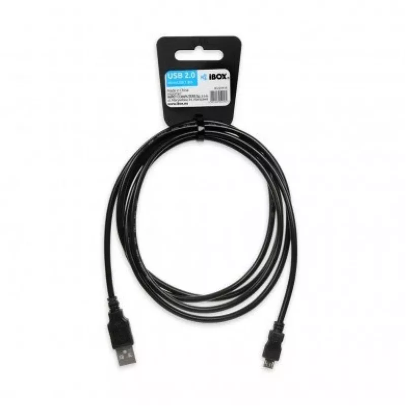 USB A į Micro-USB B kabelis IBOX IKU2M18 1,8 m USB 2.0, juodas, 2 A