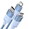 3in1 USB kabelis Baseus StarSpeed Series, USB-C + Micro + Lightning 3,5A, 1,2m (Mėlynas)