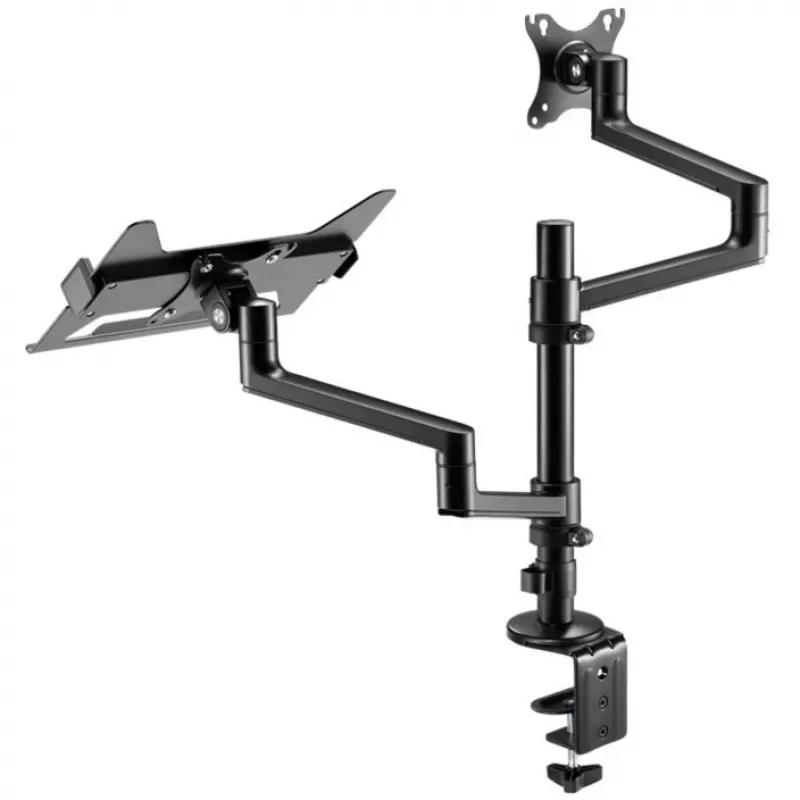 Monitoriaus laikiklis WENTRONIC Goobay Deluxe 74417 su nešiojamojo kompiuterio ranka, juodas