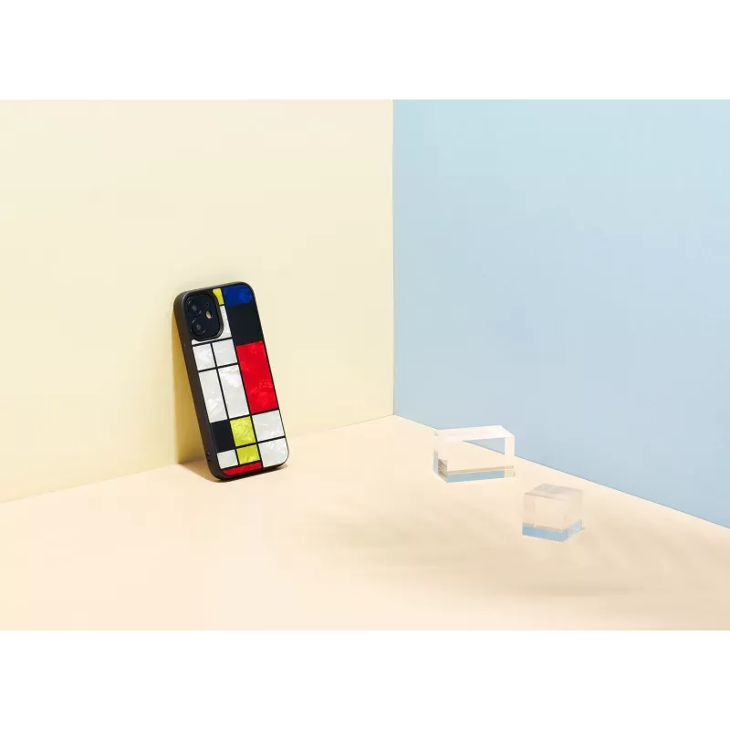 Apsauginis dėklas iKins, skirtas Apple iPhone 12 mini — juodas Mondrian dizainas