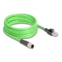 Tinklo kabelis DeLOCK M12 kabelis D koduotas 4 kontaktų kištukas į RJ45 kištukas PUR (TPU) 5m