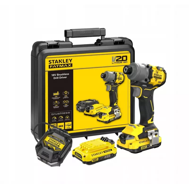 Elektrinis atsuktuvas STANLEY SFMCF830D2K-QW 18V Li-Ion, 2 Ah x2, 3 pavaros, 203 N·m, 3200 RPM, LED, pistoletinė rankena