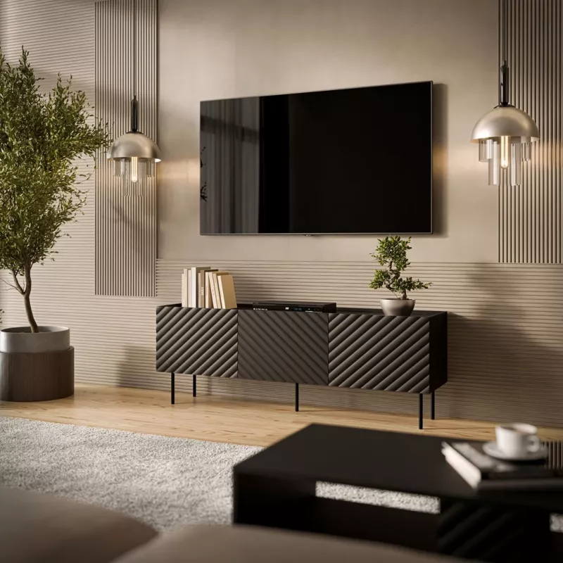 Cama LUCCA 3D TV spintelė 165x40x59 juodas