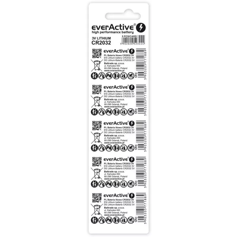Lithium batteries everActive CR2032 - blister 5 vnt.