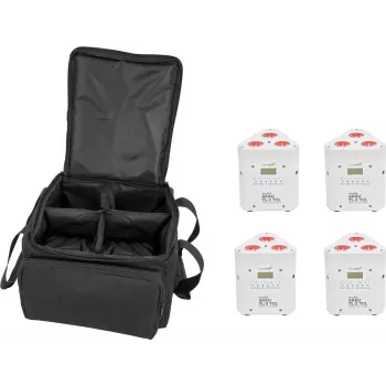 Apšvietimo rinkinys EUROLITE 4x AKKU TL-3 TCL White su minkštu krepšiu, maitinamas baterijomis TCL plokštės
