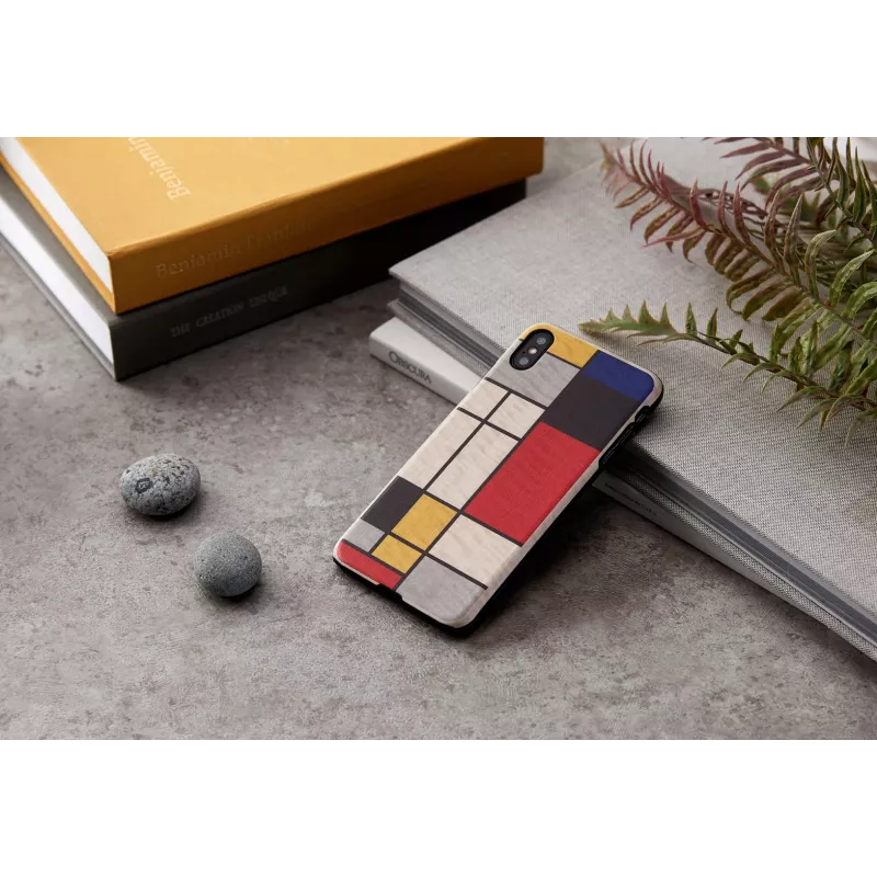 man and wood telefono dėklas, skirtas iPhone XS Max — medinė nugarėlė, baltas rėmelis