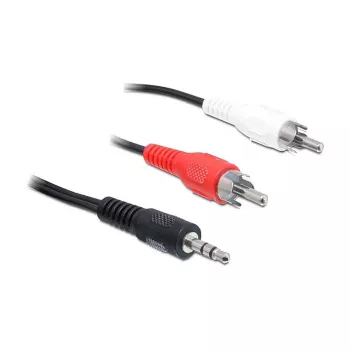 Garso kabelis DeLOCK 84942 3m 3.5mm 2xRCA juoda raudona balta