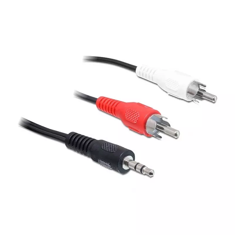 Garso kabelis DeLOCK 84942 3m 3.5mm 2xRCA juoda raudona balta