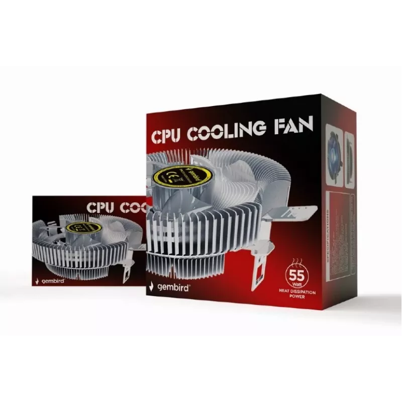Oro aušintuvas Gembird CPU-HURACAN-X40 — 90 mm ventiliatorius, 800–1600 RPM, LGA 775 palaikymas, skaidrus
