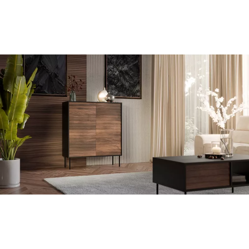 Cama 4D CORTINA komoda 102x40x118 juodas/riešutas
