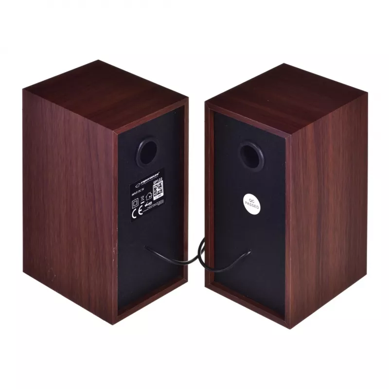 Garsiakalbiai ESPERANZA EP122 2.0 laidiniai staliniai garsiakalbiai, 2×6W RMS, medinis korpusas, sukamoji garsumo reguliavimo rankenėlė, 60–20000 Hz
