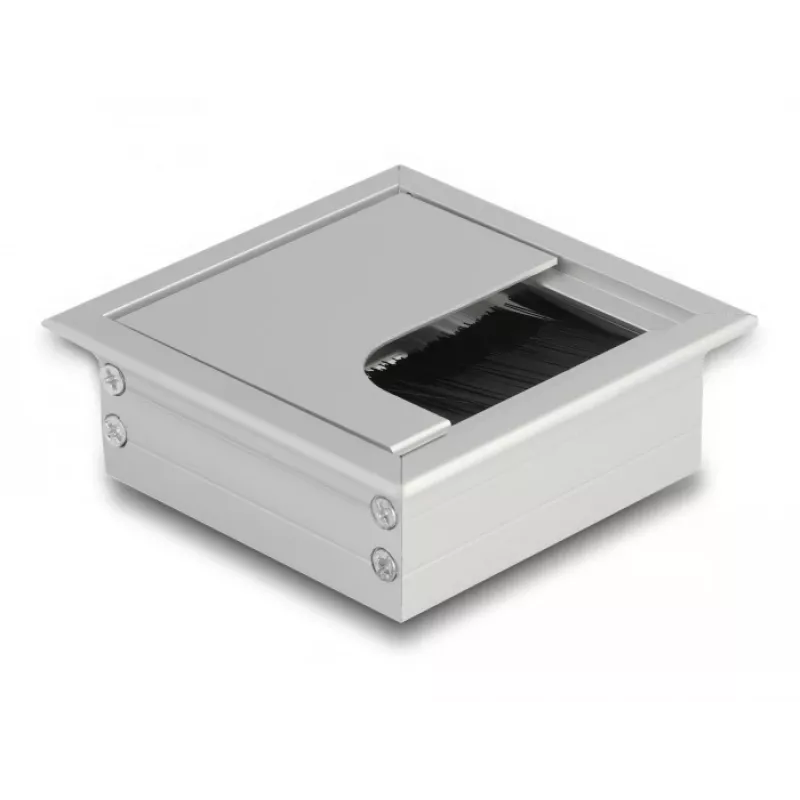 DeLOCK kabelių įvora staliniam montavimui su šepečiu 80x80x28mm sidabrinė
