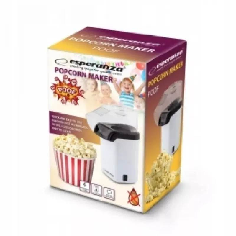 Popcorn maker Esperanza EKP005W Juoda White, 0,27 L, 1200 W, hot-air