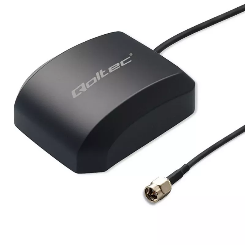 GPS/GLONASS antena QOLTEC modelis 57055 su magnetiniu pagrindu, 28 dB stiprinimo