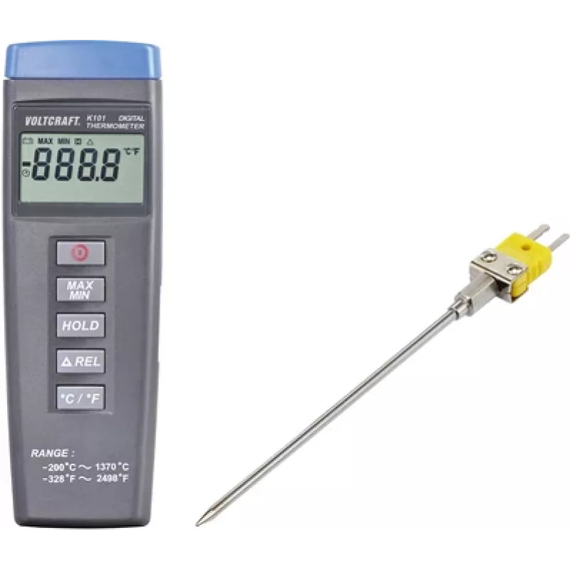 VOLTCRAFT K101 + TP 203 temperatūros matavimo prietaisas -200 iki +1370 °C K tipo zondas