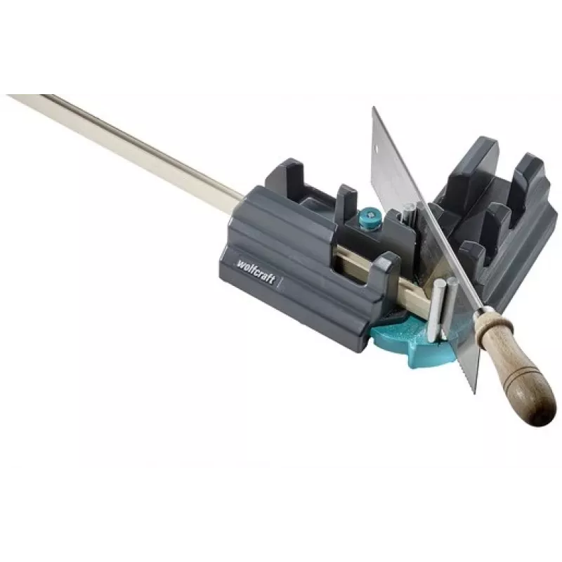 Kampų dėžutė ir mitrinė dėžutė Wolfcraft 6948200 — mitrinis kreiptuvas, matavimas 85–180°, lentoms iki 3 cm, juoda