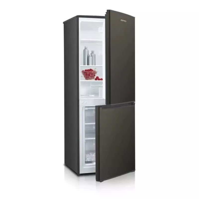 Šaldytuvas-šaldiklis MPM MPM-215-KB-39/E — 215 l, apatinis šaldiklis, tamsus inoksas, apgręžiamos durys, LED apšvietimas
