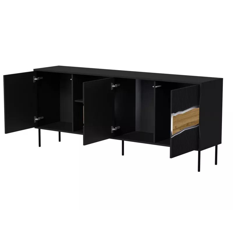 Cama INSERTO 3D1W komoda 190x40x80 juodas + LED