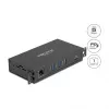 DELOCK USB šakotuvas 3 prievadų 5 Gbps su RJ45 Gigabit PoE++ ir USB Type-C prijungimu, metalinis korpusas, 1,5 kV izoliacija, juodas