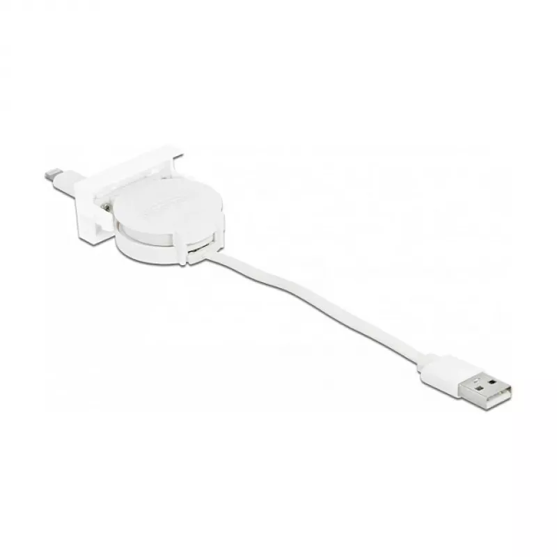 Laidas DeLOCK Easy 45 modulis USB 2.0 ištraukiamas laidas USB Type-A į 8 Pin Lightning moteriška balta