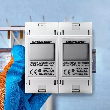 Vienfazis energijos suvartojimo skaitiklis QOLTEC 50899 230 V 50 Hz, 5(60)A, 1.0 klasė, LCD