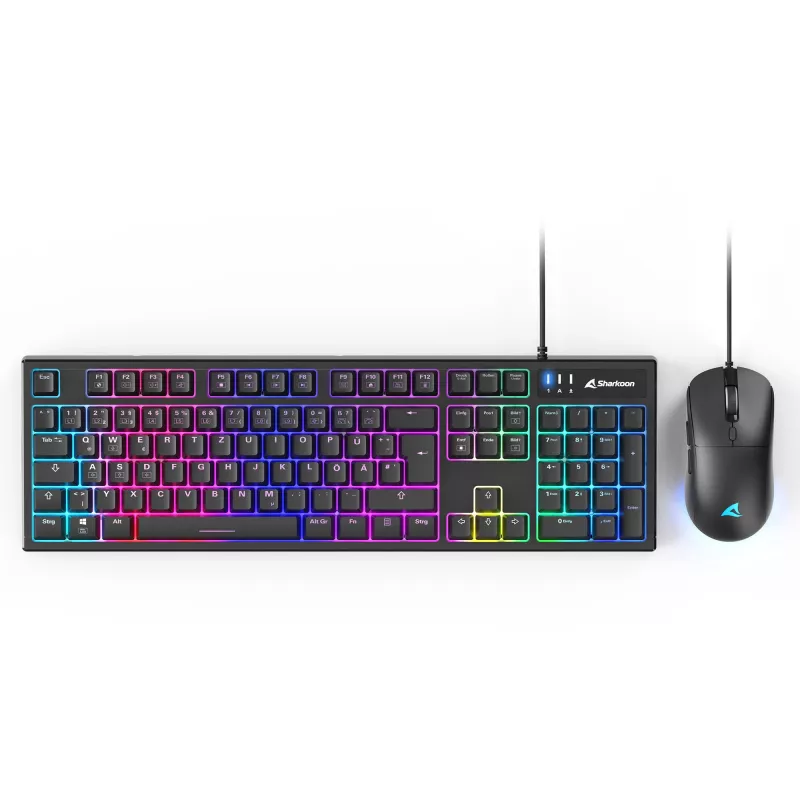 Žaidimų klaviatūros ir pelės rinkinys „Sharkoon SKILLER SGB15 Combo DE“ su vokiečių išdėstymu
