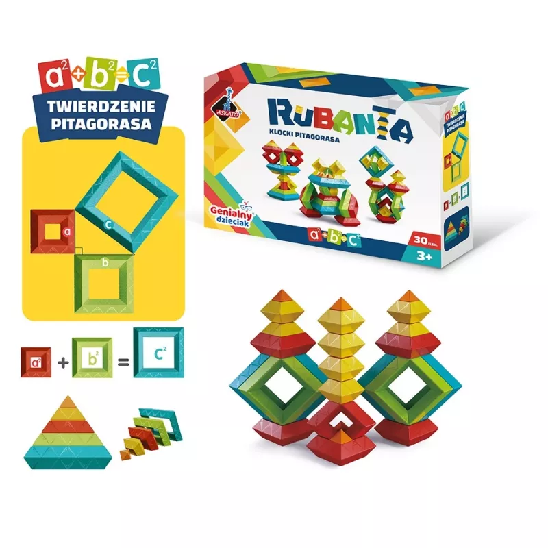 Edukacinis konstravimo žaislas Ascato Pythagoras Blocks Rubanta 30 vienetų modelis 119403