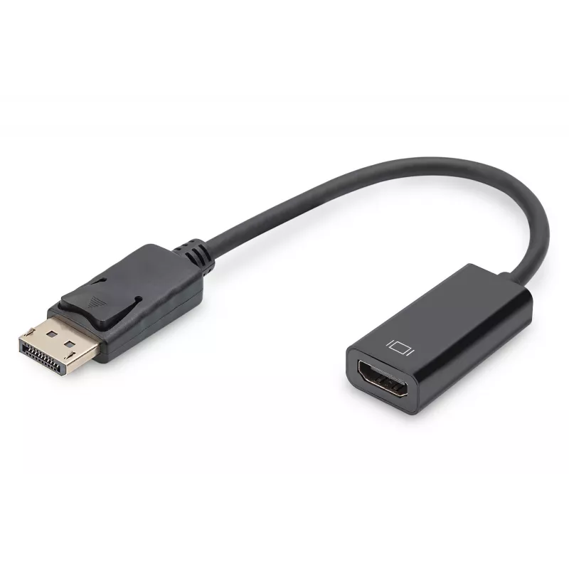 DIGITUS Adapter, DisplayPort Stecker - HDMI A Kupplung DisplayPort Standard 1.1a, UL20276 zertifiziert, AWG28 (DB-340400-001-S)