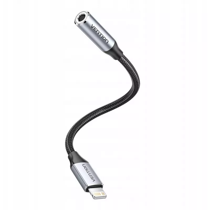 Garso adapteris Vention Lightning į 3,5 mm BMBHA, laidinis Lightning į 3,5 mm adapteris su 0,1 m kabeliu, pilkas