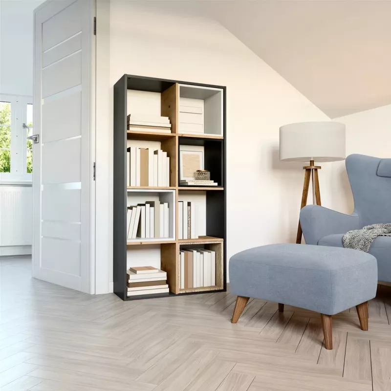 Topeshop MALAX 2X4 ANT/ART svetainės knygų spinta