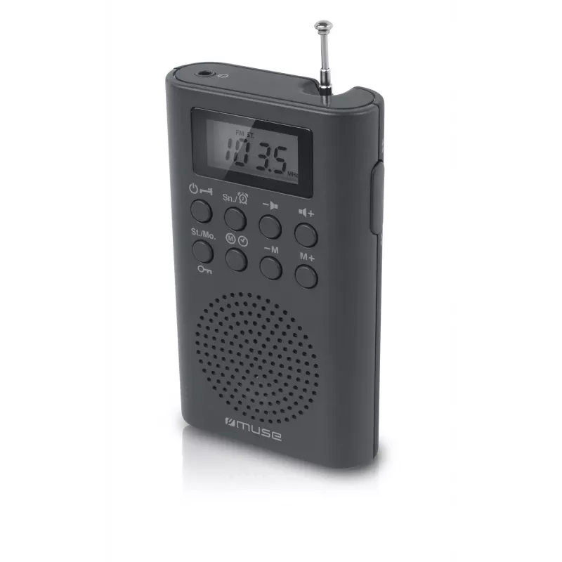 Nešiojamasis radijas Muse M-03 R su FM PLL derinimu, LCD ekranu, išorine antena, juodas