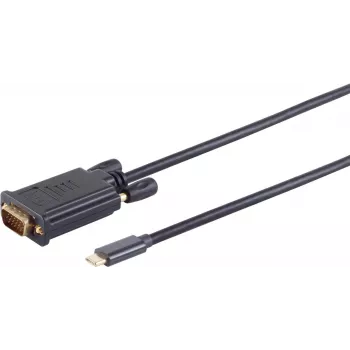 Vaizdo kabelio adapteris S/CONN 10-59185 USB Type-C į VGA 1.8m juodas