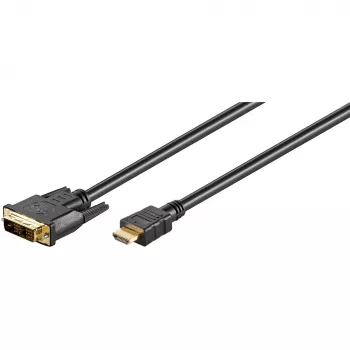 Wentronic Goobay HDMI™ / DVI-D kabelis, juodas, 3 m - 19 kontaktų HDMI™ kištukas > DVI-D (18+1) kištukas (51581)