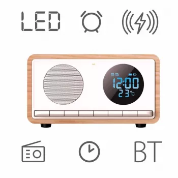 MANTA RDI912W Rimini radijo laikrodis, Bluetooth ir belaidis įkrovimas, baltas