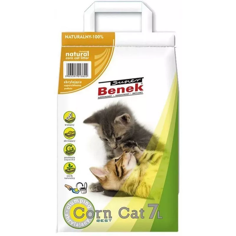 Kačių kraikas Super Benek CERTECH Super Benek CORN 4,4 kg, 7 l, greitai sugeriantis, kvapo šalinimas